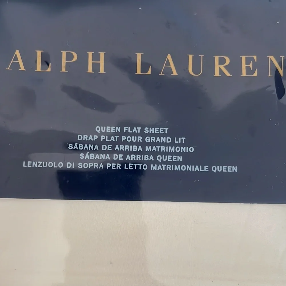 Ralph Lauren One Queen Flat Sheet RL-464 Solid Percale Cream 100% Cotton